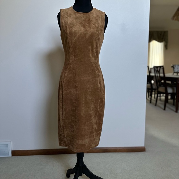 Calvin Klein Tan Faux Suede Dress w/Jacket - Picture 3 of 13